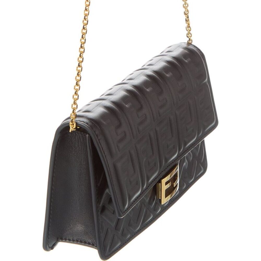 Fendi Baguette Ff Leather Wallet On Chain, Black - Picture 3 of 4